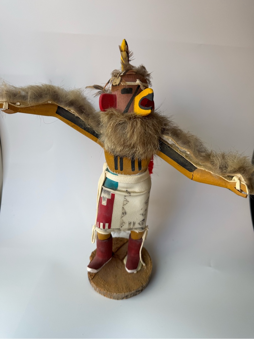 M R Lonewolf Red Tail Hawk Kachina Doll 11” Signed Southwestern Folk Art